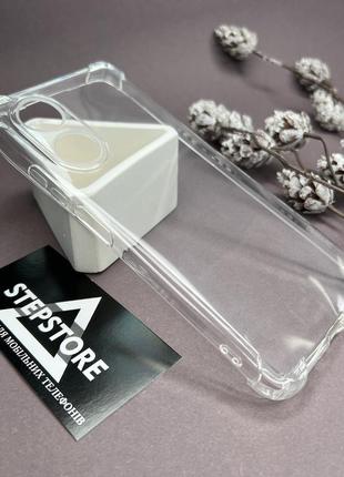 Чохол для oppo a58 4g прозорий із захистом камери з кутами протиударний силіконовий