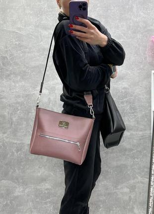 Стильная удобная женская сумка крос боди из эко кожи lady bags цвет темная пудра