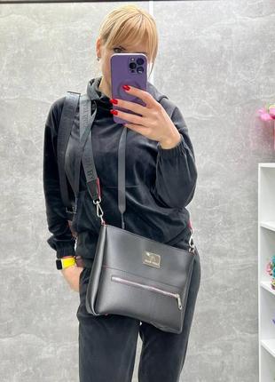 Стильна зручна сумка жіноча кросс боді з еко шкіри lady bags колір темна пудра8 фото