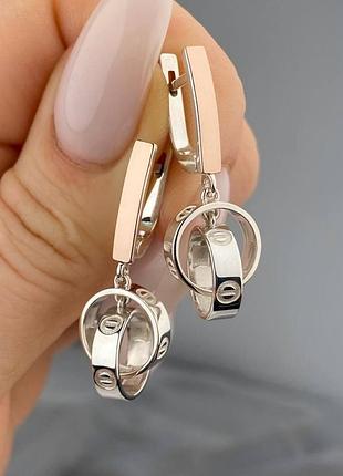 Серебряные серьги с золотом