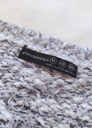 Пухнастий в'язаний светр під горло, спущені плечі, пуловер меланж букле травка6 фото