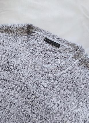 Пухнастий в'язаний светр під горло, спущені плечі, пуловер меланж букле травка5 фото