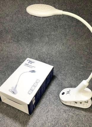 Настільна акумуляторна лампа світильник tedlux tl-1009 led на гнучкій ніжці та прищіпці