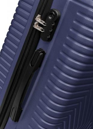 Пластиковый чемодан на колесах средний размер 70l gd polo синий5 фото