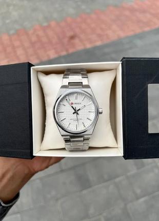 Мужские классические серебряные наручные часы curren / куррен.4 фото