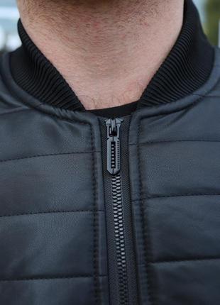 Повседневная мужская черная куртка, демисезонная курточка-ветровка, однотонная спортивная куртка под кожу база9 фото