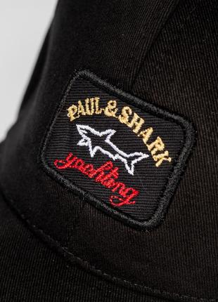 Кепка "paul & shark" чоловіча широка чорного кольору з вишивкою в центрі. короткий козирок2 фото