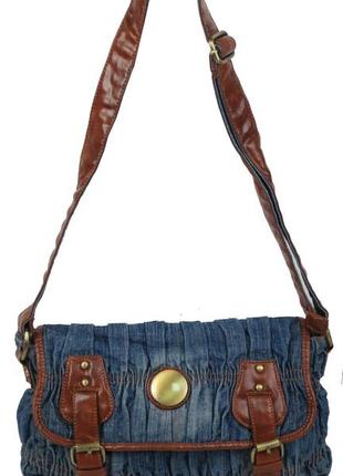 Женская джинсовая сумка через плечо fashion jeans bag синяя5 фото