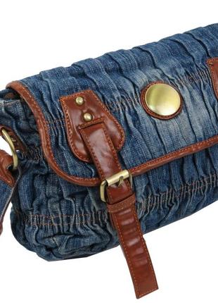 Женская джинсовая сумка через плечо fashion jeans bag синяя