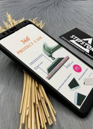 Чехол 3 в 1 бампер 360 для honor 7x защитное стекло в комплекте пластиковый противоударный черный