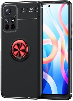 Чехол fiji hold для xiaomi redmi note 11 5g (chinese version) бампер накладка с подставкой black-red