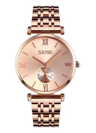 Женские часы skmei 9198rgrg-s rose gold - rose gold lady наручные кварцевые