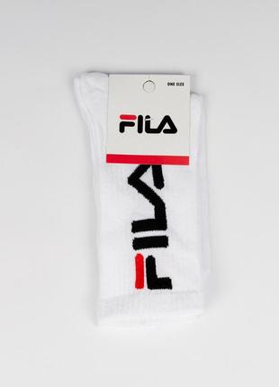 Носки fila белые мужские. высокие, тонкие, с надписью. one size, cotton. 1 пара1 фото