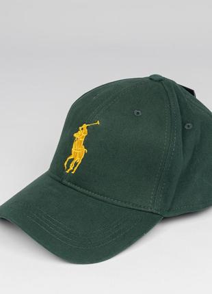 Кепка " ralph lauren " мужская широкая зеленая с желтой вышивкой "polo". ральф лорен поло