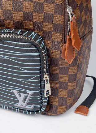 Черный мужской рюкзак louis vuitton из эко-кожи, рюкзак с карманами принтованный брендовый для работы8 фото