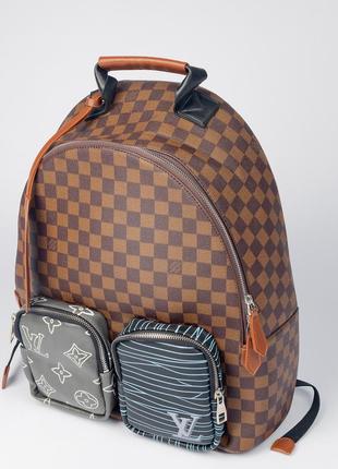 Черный мужской рюкзак louis vuitton из эко-кожи, рюкзак с карманами принтованный брендовый для работы7 фото