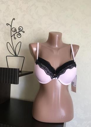 Розовый бюстик h&m push-up bra medium lift размер 75в