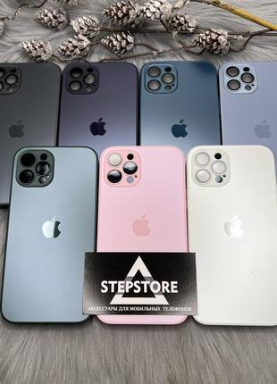 Чохол скляний glass case matte iphone 12 pro max матовий закрита камера з лінзами2 фото