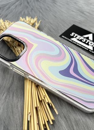 Чехол матовый для iphone 12 pro max квадратный с принтом противоударный радужный