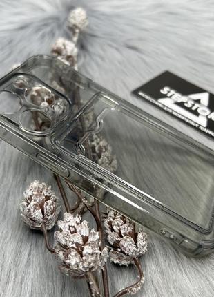 Чехол силиконовый для iphone 14 pro max с кармашком для карточки противоударный прозрачный full camera