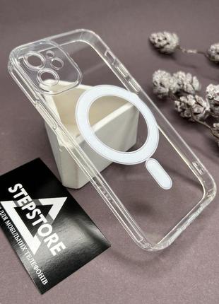 Чехол clear case с magsafe для iphone 12 прозрачный full camera противоударный пластиковый с магнитом