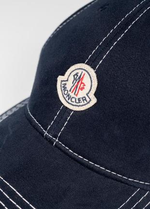 Кепка " moncler " мужская широкая мягкая синяя с белым. хлопковая, джинсовая! монклер2 фото