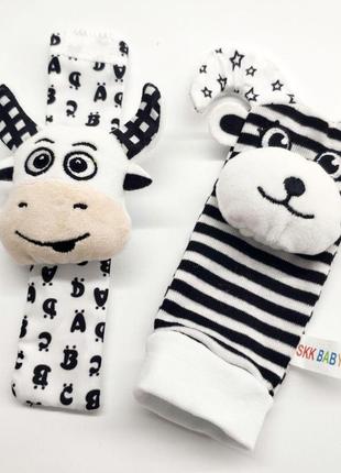 Розвиваючі шкарпетки та браслетики брязкальця для малюків, розвиваючі дитячі іграшки шуркотять та дзвенять тварини8 фото