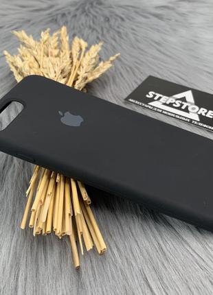 Чохол silicone case full для iphone 7 plus / 8 plus з мікрофіброю закритим низом протиударний силікон чорний