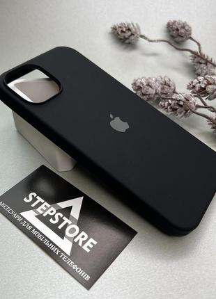 Чехол для iphone 15 plus silicone case квадратный с микрофиброй закрытым низом силиконовый