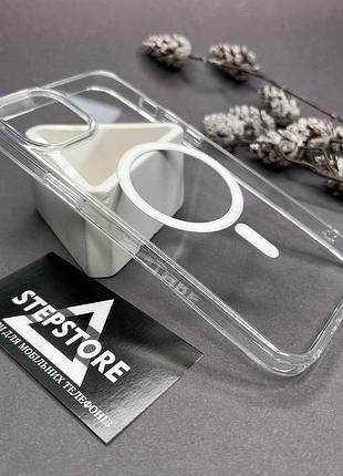 Чохол з magsafe для iphone 15 plus прозорий протиударний пластиковий із магнітом кільцем