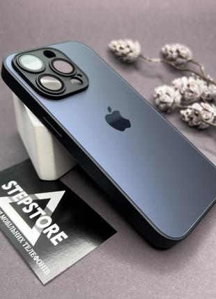 Чехол стеклянный glass case matte iphone 15 pro матовый закрытая камера с линзами