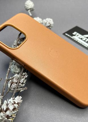 Ученека дефект чохол leather case magsafe для iPhone 14 pro max рожевий натуральний шкіряний із закритим низом