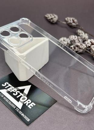 Чехол для honor x8a прозрачный противоударный силиконовый с уголками закрытой камерой full camera clear