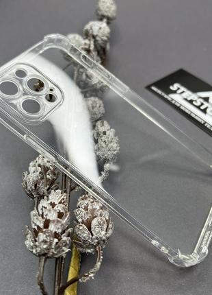 Чехол прозрачный противоударный для iphone 12 pro с углами толстый силиконовый с защитой камеры