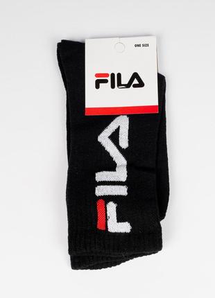 Шкарпетки fila чорні чоловічі. високі, тонкі, з надписом. one size. cotton. 1 пара