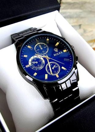 Чоловічий чорний наручний годинник rolex / ролекс