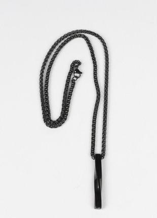 Кулон "колона" (прямокутний) чоловічий чорного кольору зі сталі. 60 см ланцюжок. стильний і легкий!