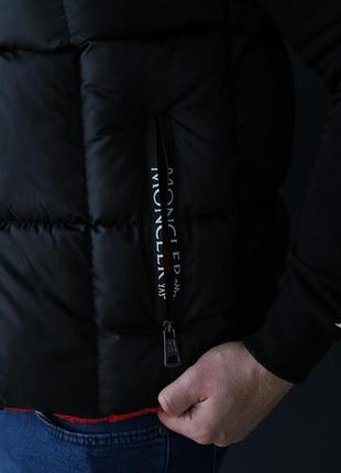 Мужской черно-красный жилет moncler, модная мужская безрукавка монклер из плащевки, матовая жилетка демисезон5 фото