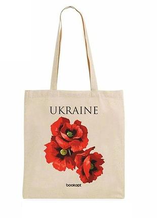 Екошопер на замку bookopt bk4053 ukraine (червоні маки) бежевий