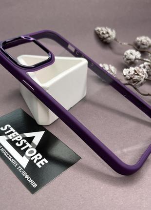 Уценка дефект чехол metal frame для iphone 13 pro max прозрачный противоударный метал кнопки