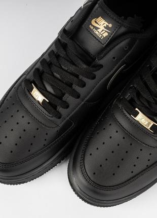 Черные кроссовки с золотом фирмы nike для парня / мужские air force 1, кроссовки 41 / 42 / 45 размера4 фото