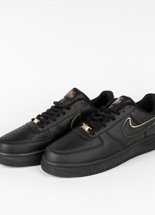 Черные кроссовки с золотом фирмы nike для парня / мужские air force 1, кроссовки 41 / 42 / 45 размера3 фото