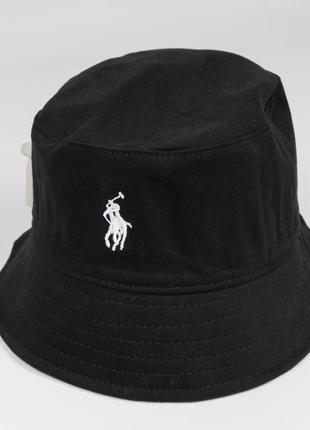 Панама " ralph lauren " мужская черная с белой вышивкой (конь). ральф лорен поло. италия!6 фото