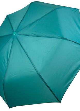 Женский однотонный зонт полуавтомат на 8 спиц от toprain, бирюзовый, 0102-101 фото