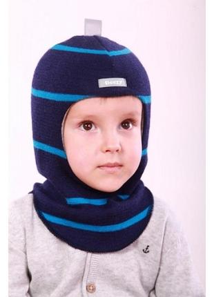 Шапка-шолом для хлопчика зимовий beezy синій 44-46 см (6-12 міс.)1 фото