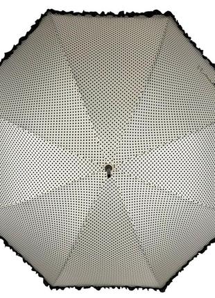 Зонт-трость с рюшами в горошек, полуавтомат на 8 спиц от swifts, беж sw03180-5