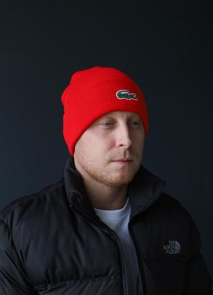Червона брендова чоловіча шапка, демисезонна шапка з вишивкою крокодила "lacoste" для чоловіка, головний убір лакосте3 фото