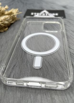 Уценка чехол clear case с magsafe для iphone 12 12 pro 6.1 прозрачный противоударный с кольцом пластиковый3 фото