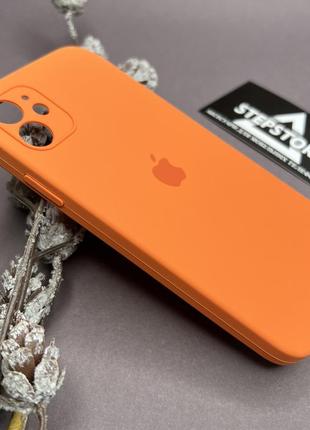 Уценка дефект чехол квадратный silicone case full camera для iphone 11 с микрофиброй square закрытым низом