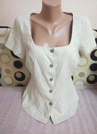 Льняная блуза бежевого цвета р. 12/40 madeleine